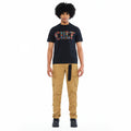 Cult's Short Sleeve Crew Neck Tee "Stained Glass" 260 Grams In Black