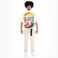 Cult's Oversized Short Sleeve Crew Neck Tee "Every Secret Has A Lie In Winter White