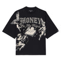 Cult's Oversized Short Sleeve Crew Neck Tee "Money On My Mind" 260 In Black