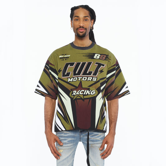 Cult's Oversized Short Sleeve Crew Neck Tee "Racer" 260 Grams In Multi
