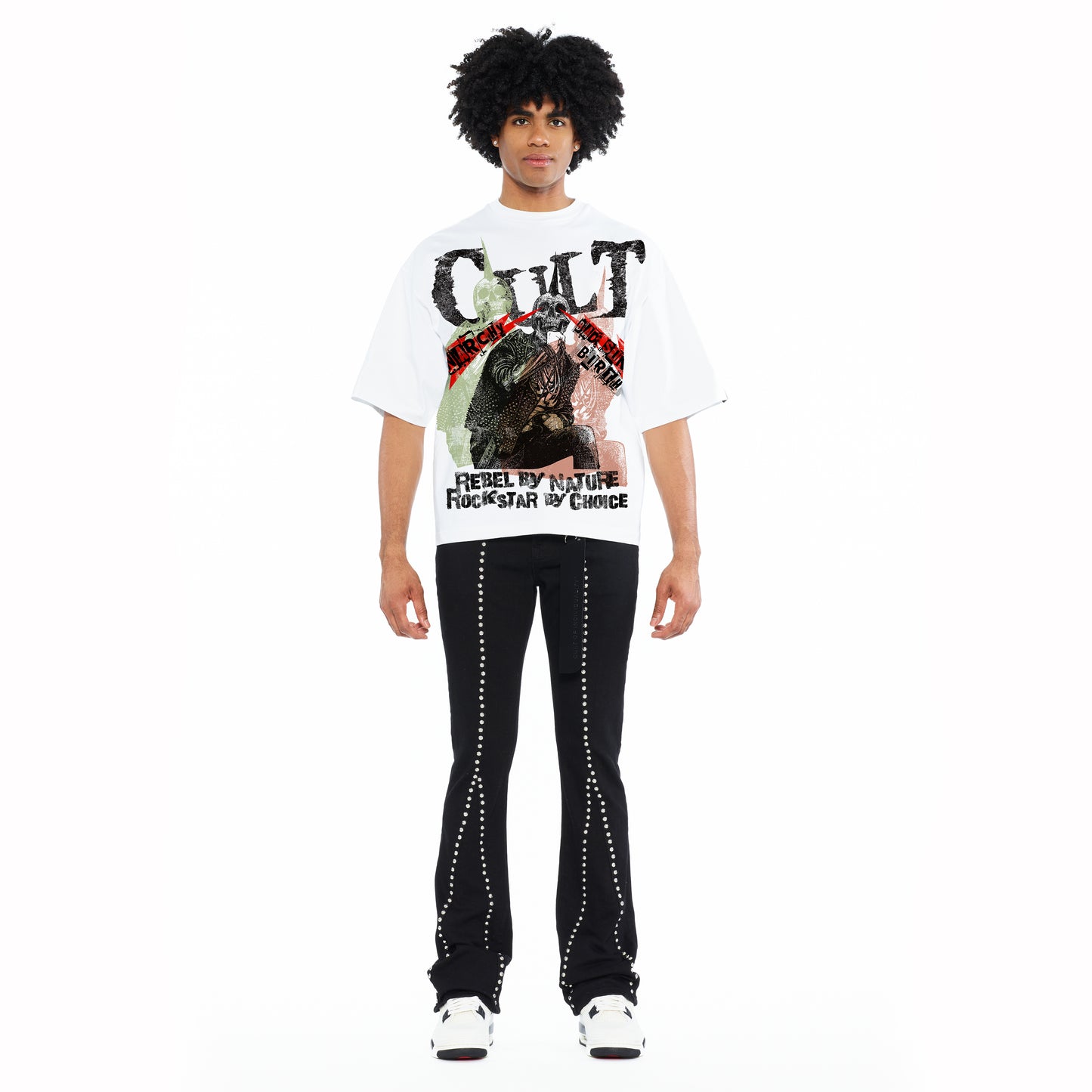 Cult's Oversized Short Sleeve Crew Neck Tee "Cult Anarchy" 260 Gram In White