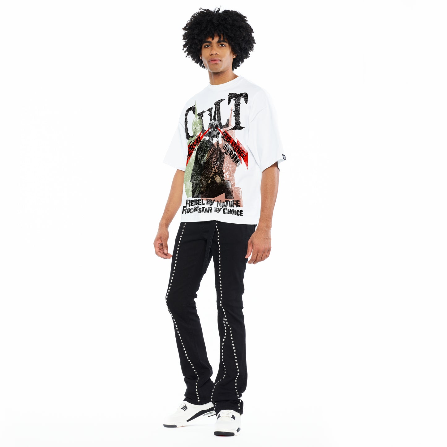 Cult's Oversized Short Sleeve Crew Neck Tee "Cult Anarchy" 260 Gram In White