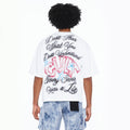 Cult's Oversized Short Sleeve Crew Neck Tee "Airbrushed" 260 Grams In White