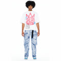 Cult's Oversized Short Sleeve Crew Neck Tee "Airbrushed" 260 Grams In White