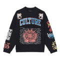 Cult's French Terry Fleece Crew Sweatshirt "Culture" 620 Grams In Black