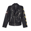 Cult's Leather Moto Jacket "Stars" In Black