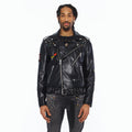 Cult's Leather Moto Jacket "Stars" In Black