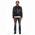 Cult's Leather Moto Jacket "Stars" In Black