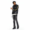 Cult's Leather Moto Jacket "Stars" In Black