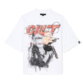 Cult's Oversized Short Sleeve Crew Neck Tee "Worldwide" 260 Grams In White