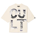 Cult's Oversized Short Sleeve Crew Neck Tee "Cult Newspaper" 260 Gr In Winter White