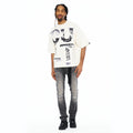 Cult's Oversized Short Sleeve Crew Neck Tee "Cult Newspaper" 260 Gr In Winter White