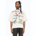 Cult's Oversized Short Sleeve Crew Neck Tee "Graffiti" 260 Grams In Winter White