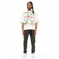 Cult's Oversized Short Sleeve Crew Neck Tee "Graffiti" 260 Grams In Winter White