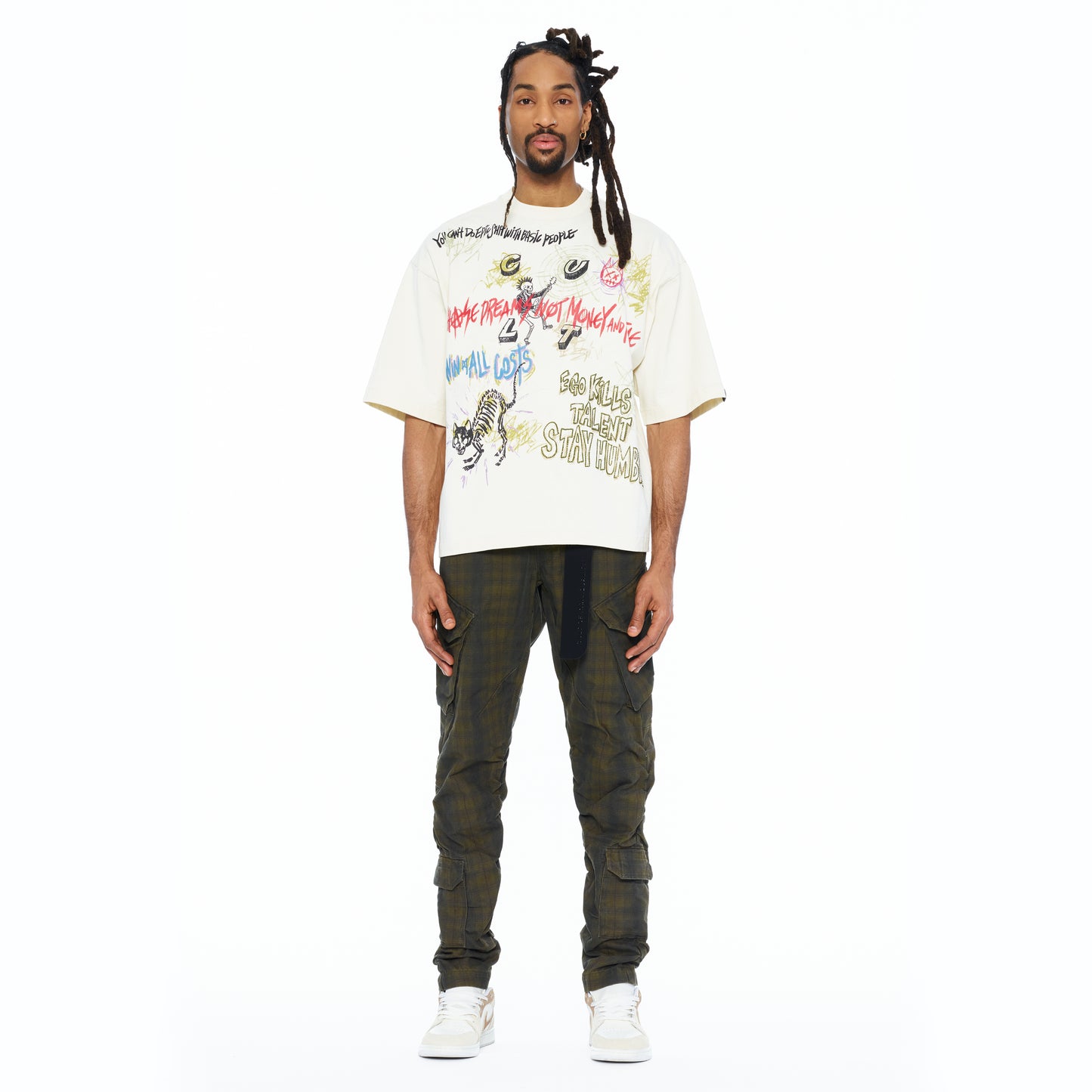 Cult's Oversized Short Sleeve Crew Neck Tee "Graffiti" 260 Grams In Winter White