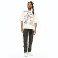 Cult's Oversized Short Sleeve Crew Neck Tee "Graffiti" 260 Grams In Winter White
