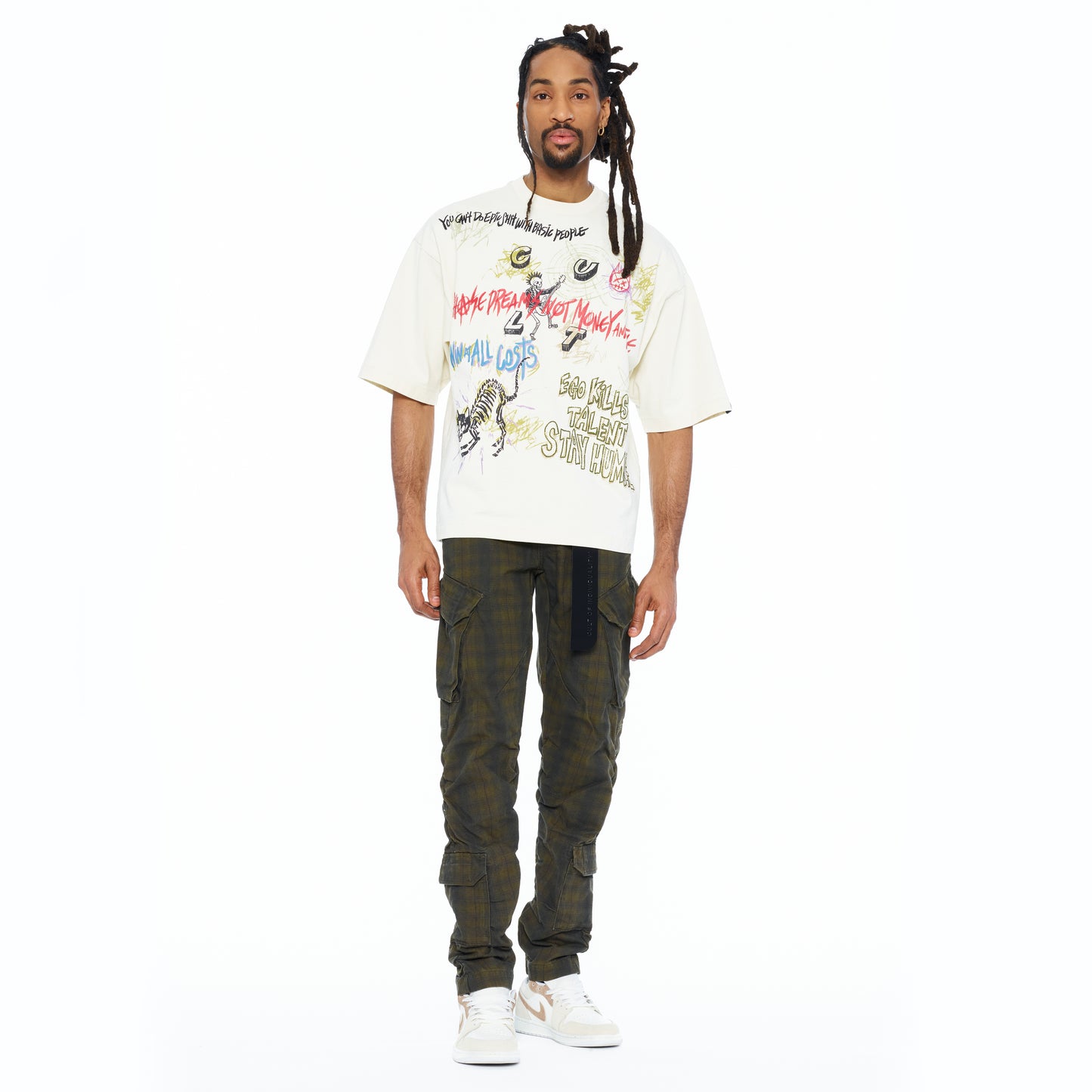 Cult's Oversized Short Sleeve Crew Neck Tee "Graffiti" 260 Grams In Winter White