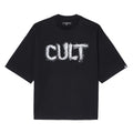 Cult's Oversized Short Sleeve Crew Neck Tee "Shredded" 260 Grams In Black
