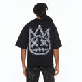 Cult's Oversized Short Sleeve Crew Neck Tee "Shredded" 260 Grams In Black