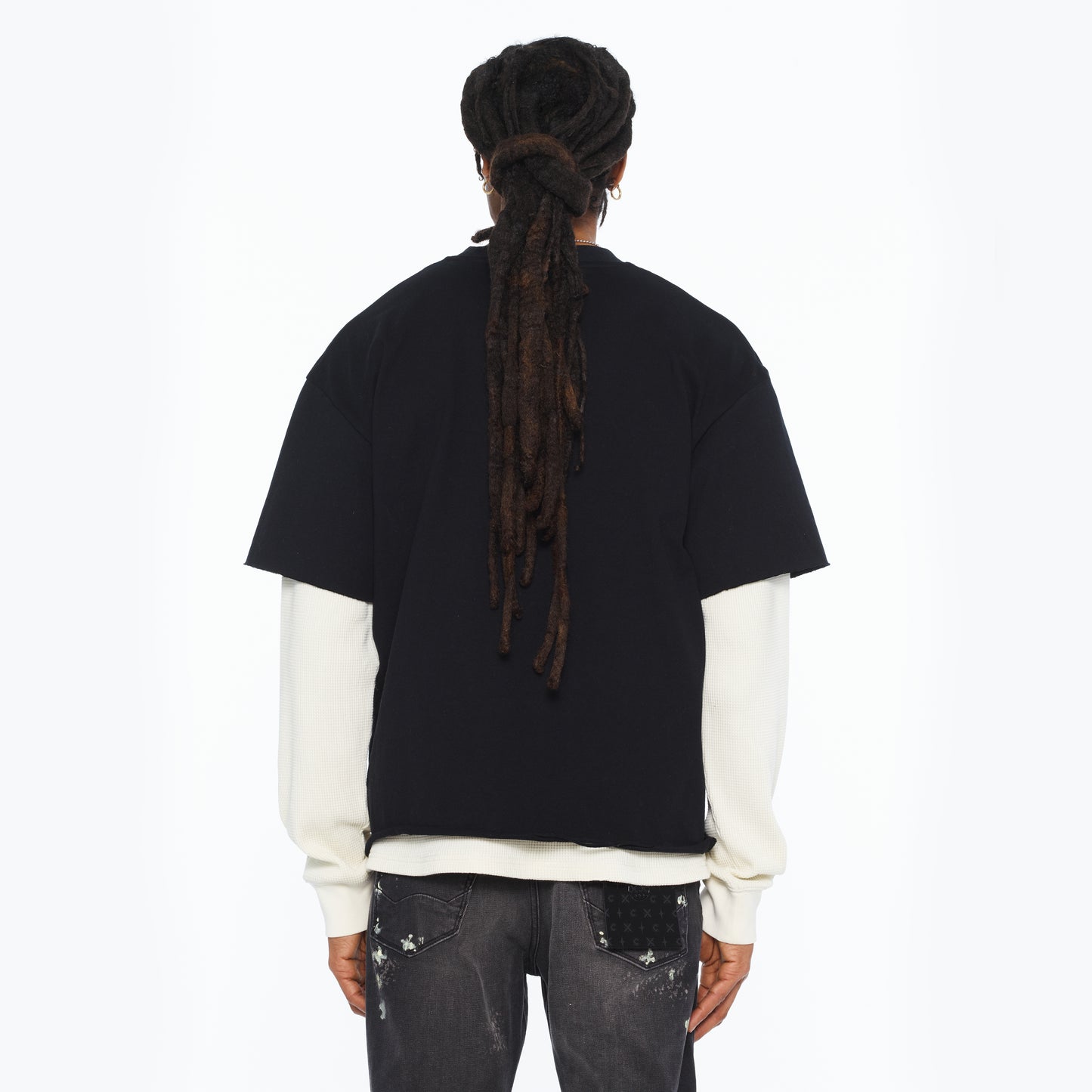 Cult's Long Sleeve Layered Thermal Tee "Rock N Roll Saved My Soul" In Black