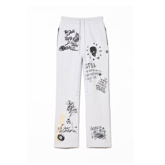 Cult's French Terry Open Hem Sweatpants 620 Grams In Heather Grey