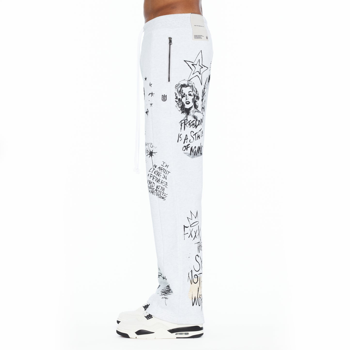 Cult's French Terry Open Hem Sweatpants 620 Grams In Heather Grey