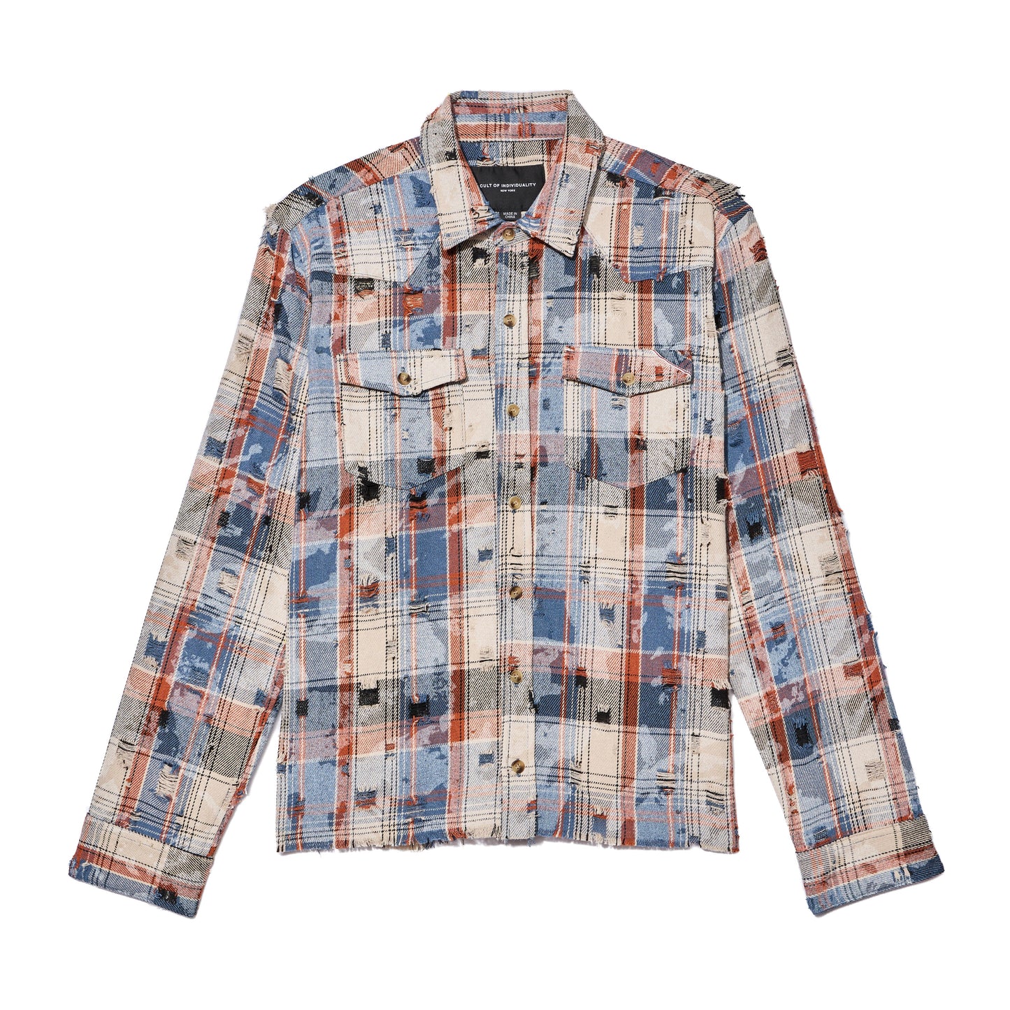 Cult's L/S Vintage Embroidered Plaid Woven Shirt In Harvest Plaid