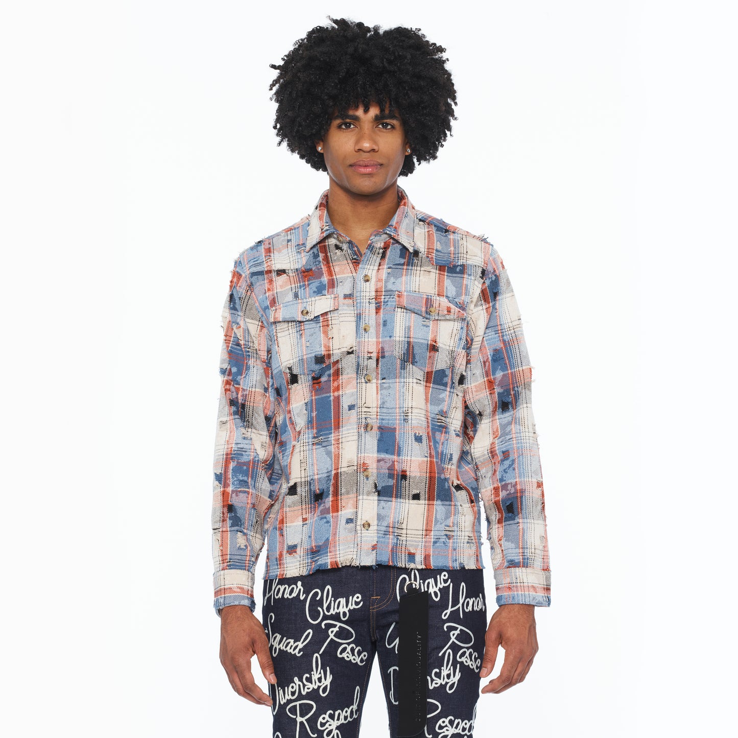 Cult's L/S Vintage Embroidered Plaid Woven Shirt In Harvest Plaid