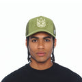 Cult's Logo Mesh Back Trucker Hat In Sphagnum