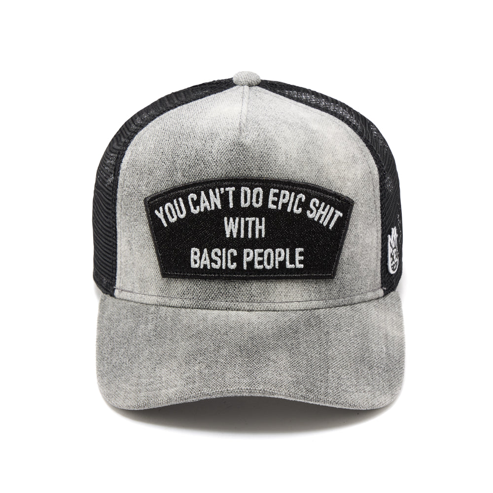 Cult's Mesh Back Trucker Hat "Cant Do Epic Shit" In Grey
