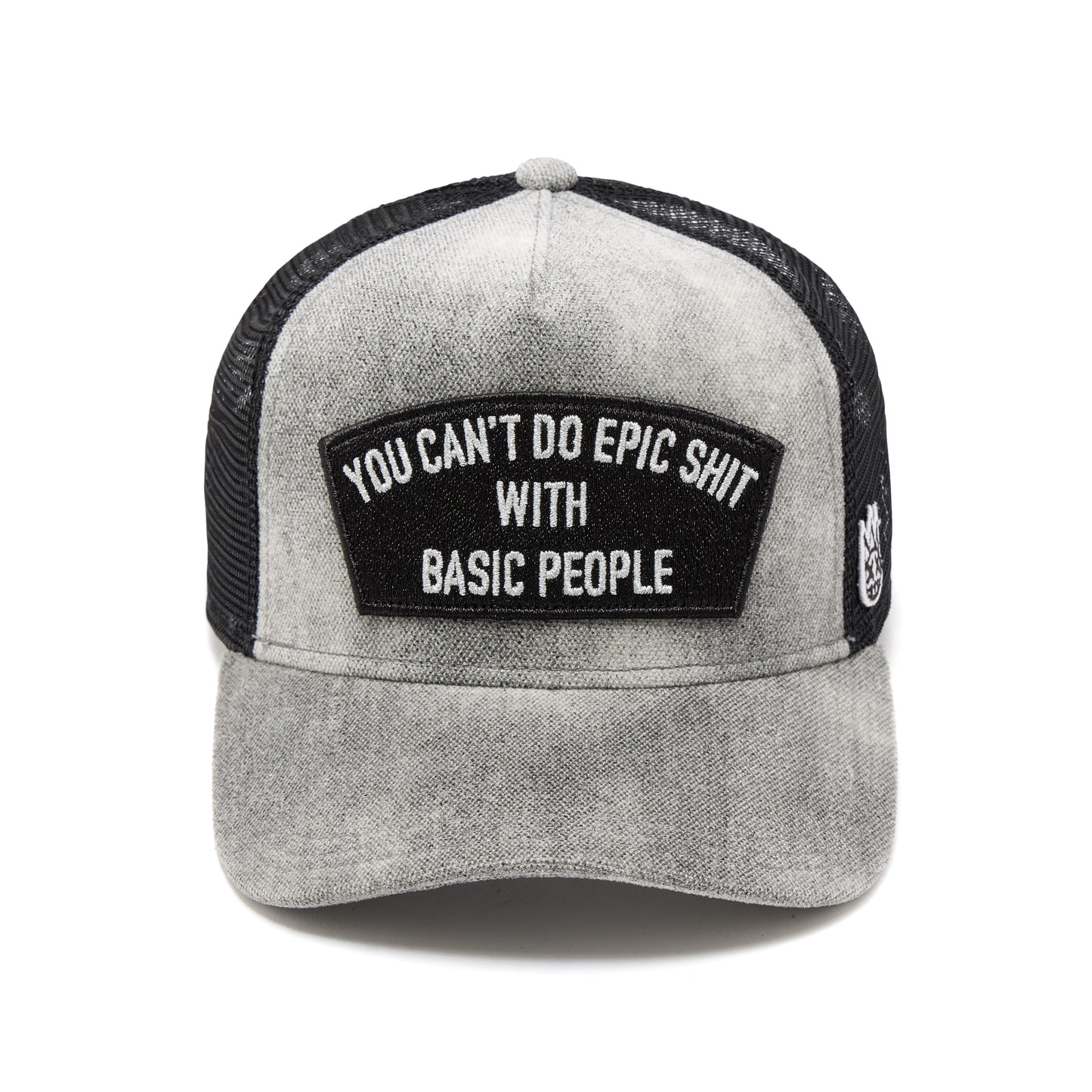 Cult's Mesh Back Trucker Hat "Cant Do Epic Shit" In Grey