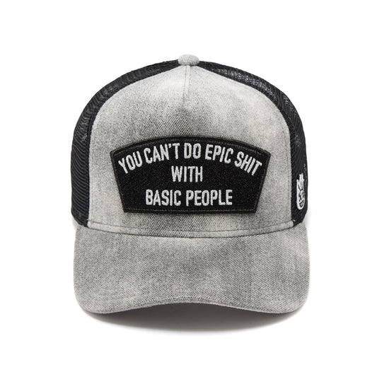 Cult's Mesh Back Trucker Hat "Cant Do Epic Shit" In Grey
