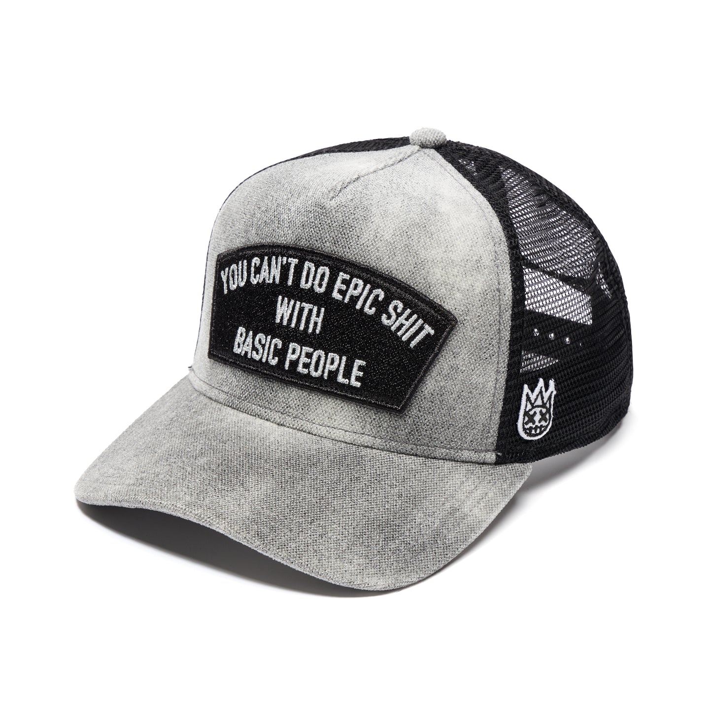 Cult's Mesh Back Trucker Hat "Cant Do Epic Shit" In Grey