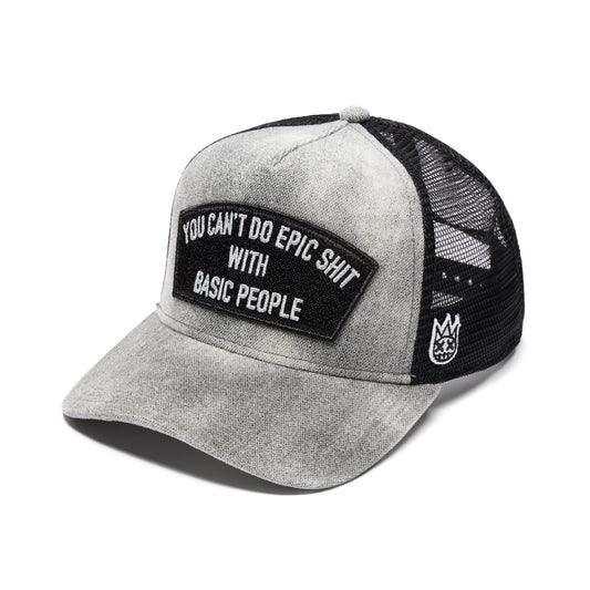 Cult's Mesh Back Trucker Hat "Cant Do Epic Shit" In Grey