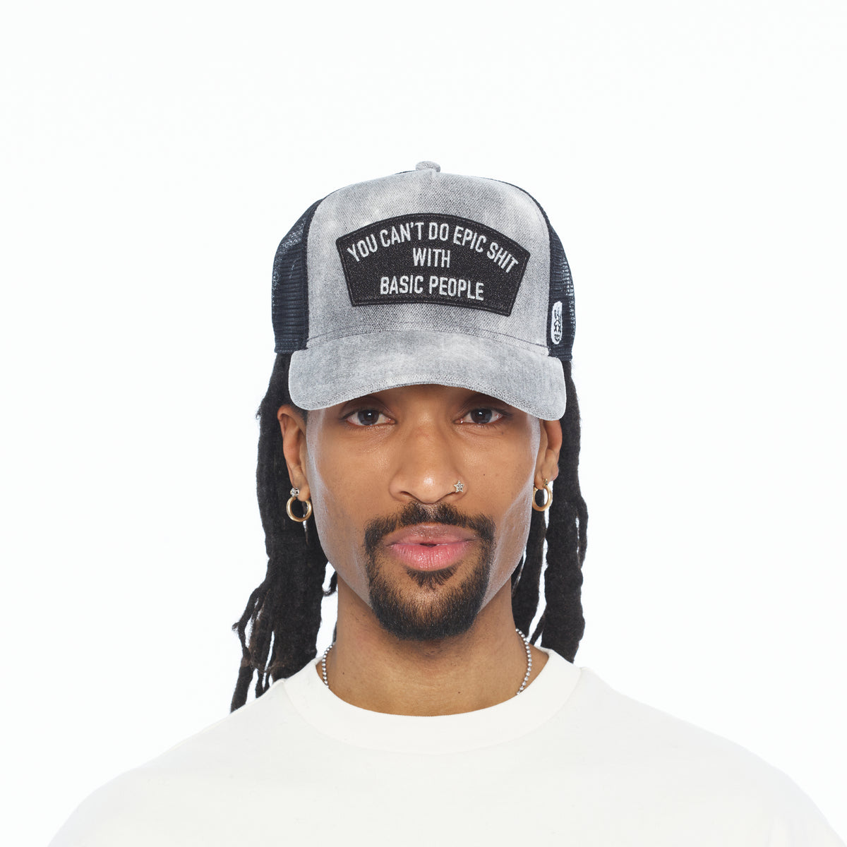 Cult's Mesh Back Trucker Hat "Cant Do Epic Shit" In Grey