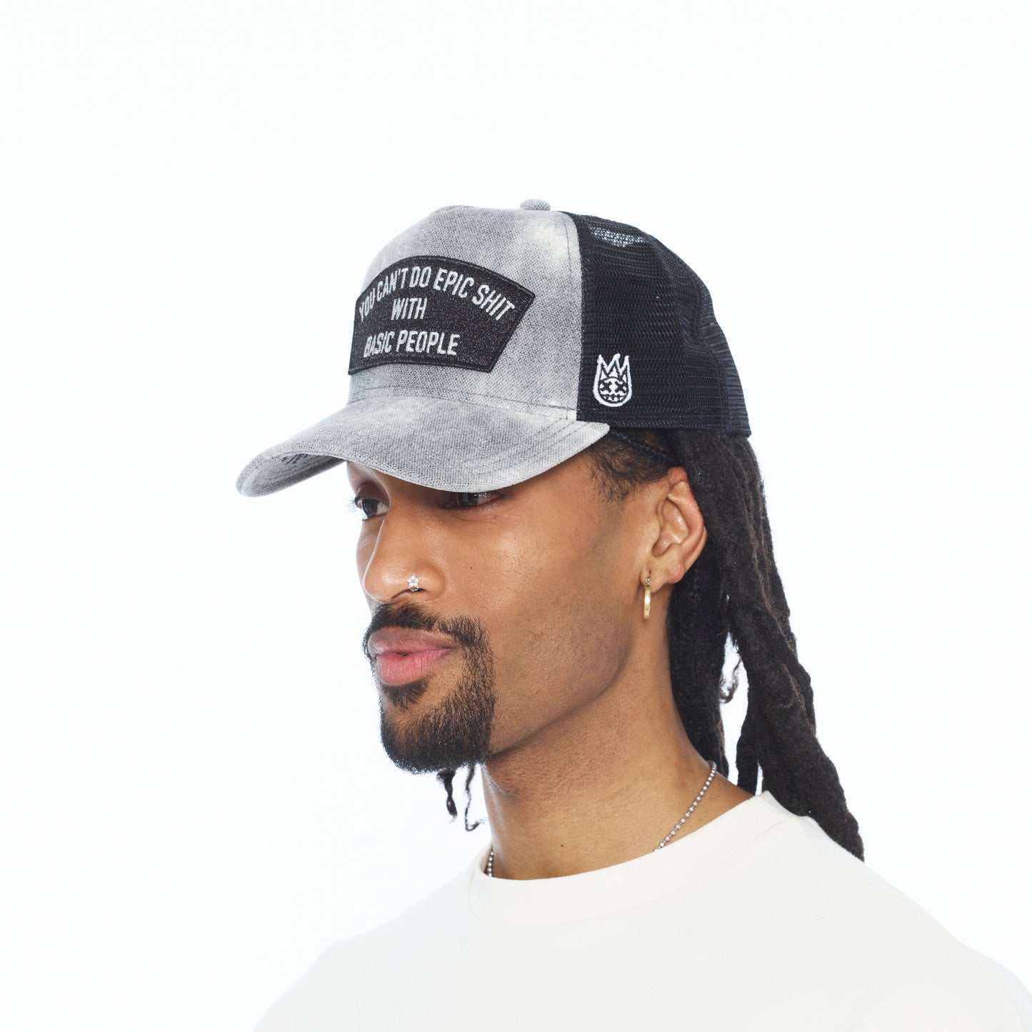 Cult's Mesh Back Trucker Hat "Cant Do Epic Shit" In Grey