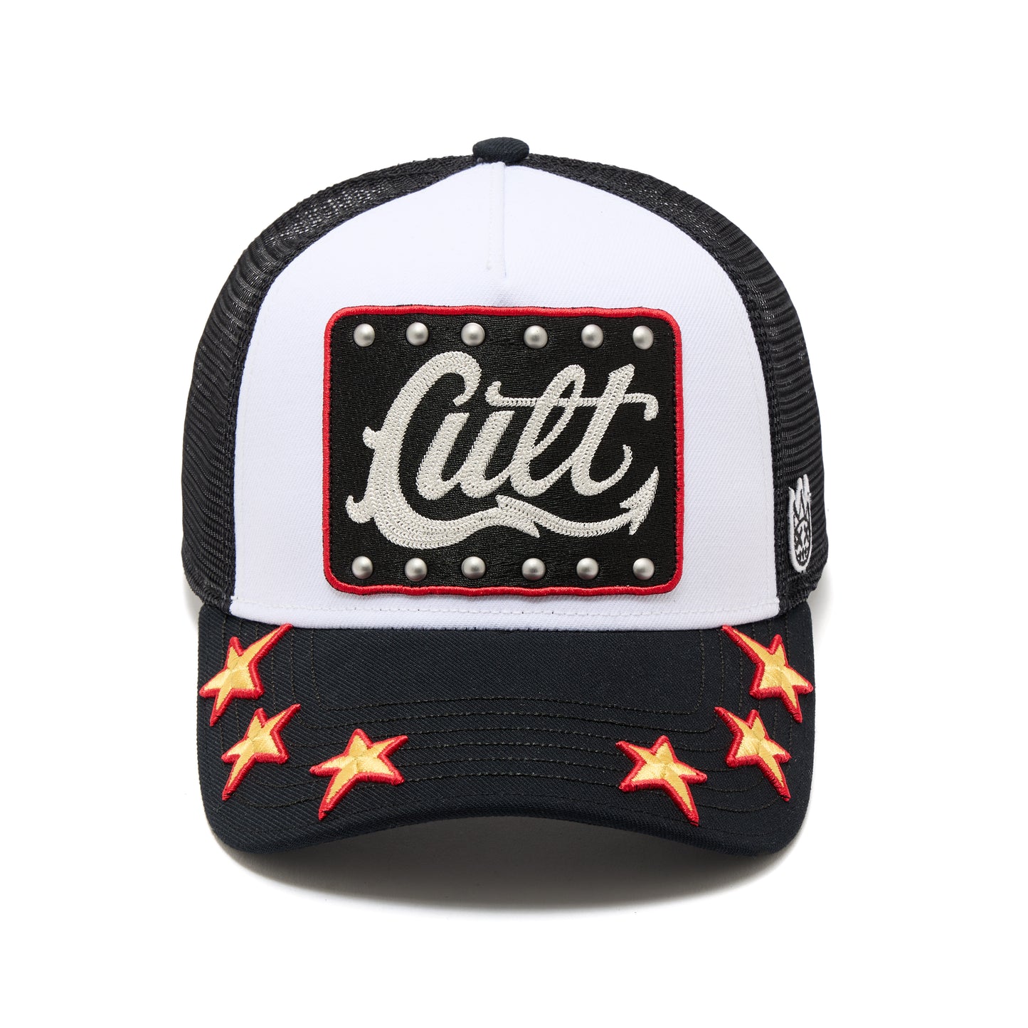 Cult's Mesh Back Trucker Hat "Stars" In White