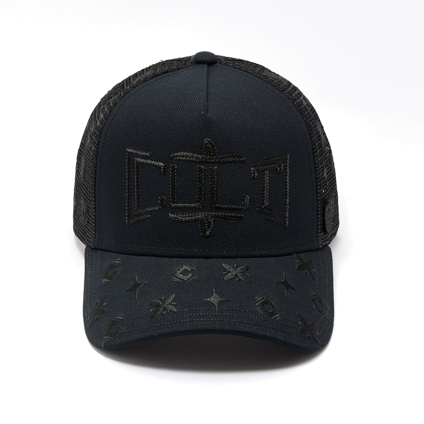 Cult's Mesh Back Trucker Hat "Rope Logo" In Black