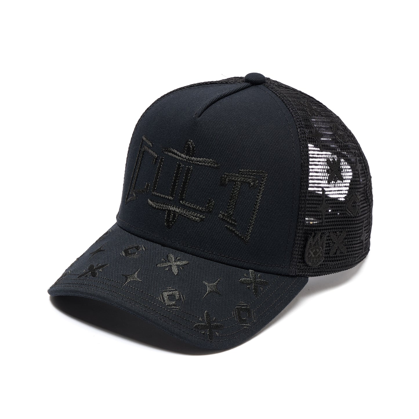 Cult's Mesh Back Trucker Hat "Rope Logo" In Black