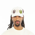Cult's Mesh Back Trucker Hat "Multi Logo" In Winter White