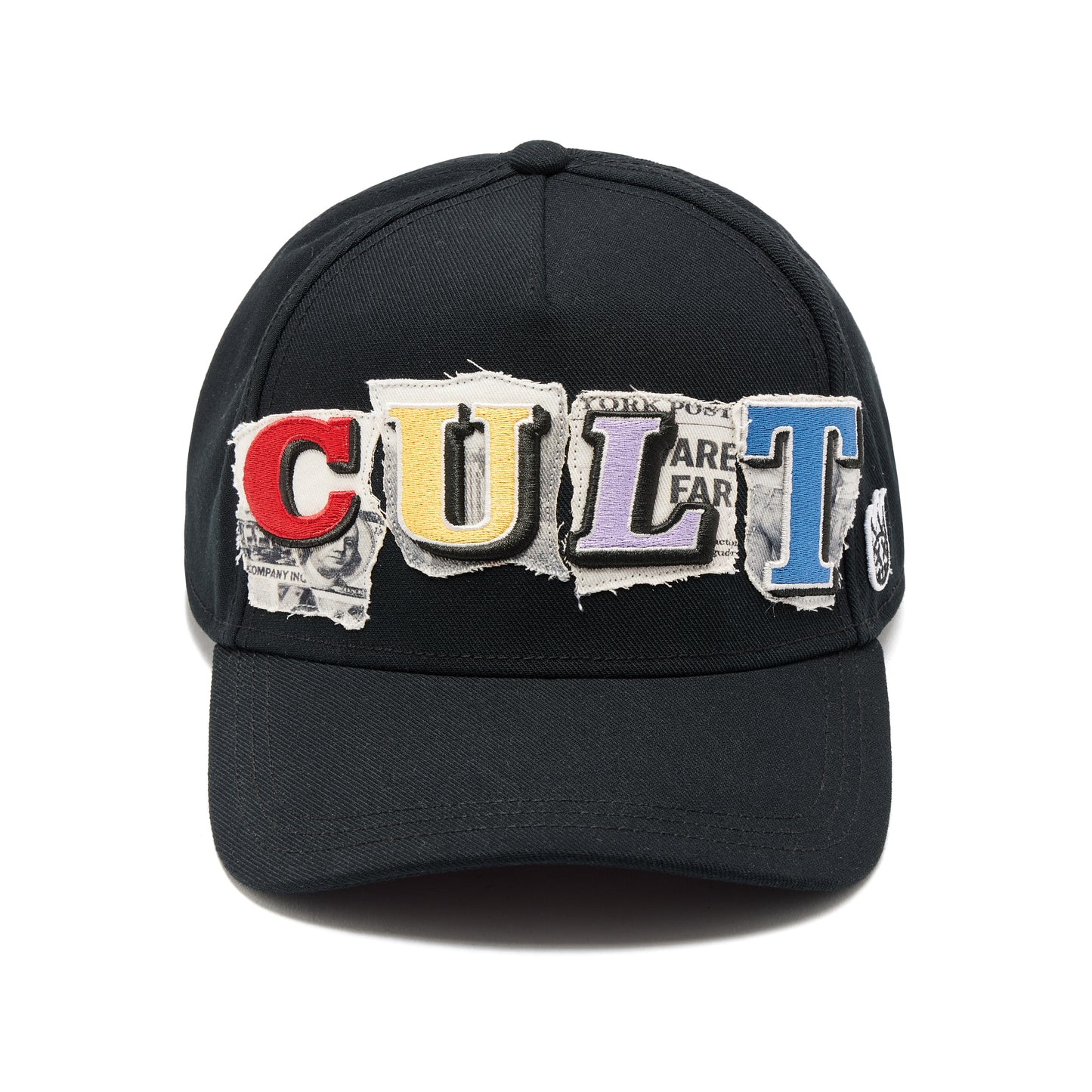 Cult's Mesh Back Trucker Hat "Cult Newsprint" In Black