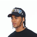 Cult's Mesh Back Trucker Hat "Cult Newsprint" In Black