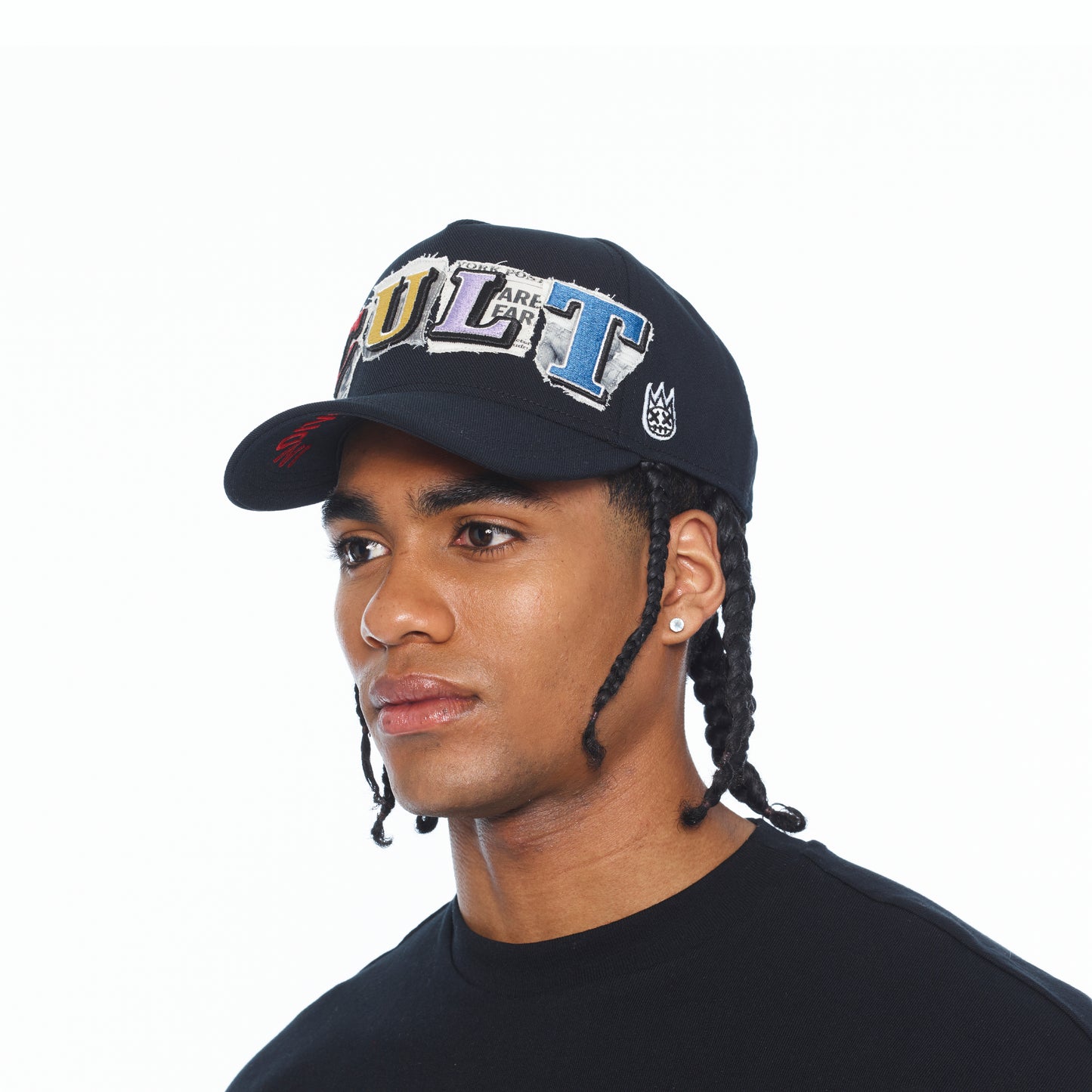 Cult's Mesh Back Trucker Hat "Cult Newsprint" In Black