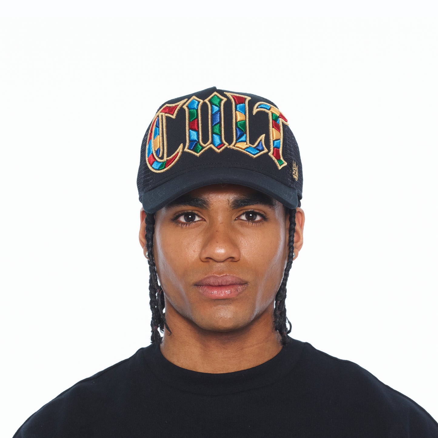 Cult's Mesh Back Trucker Hat "Stained Glass" In Black