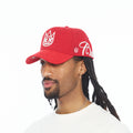 Cult's Mesh Back Trucker Hat "Crystal Burst" In Racing Red