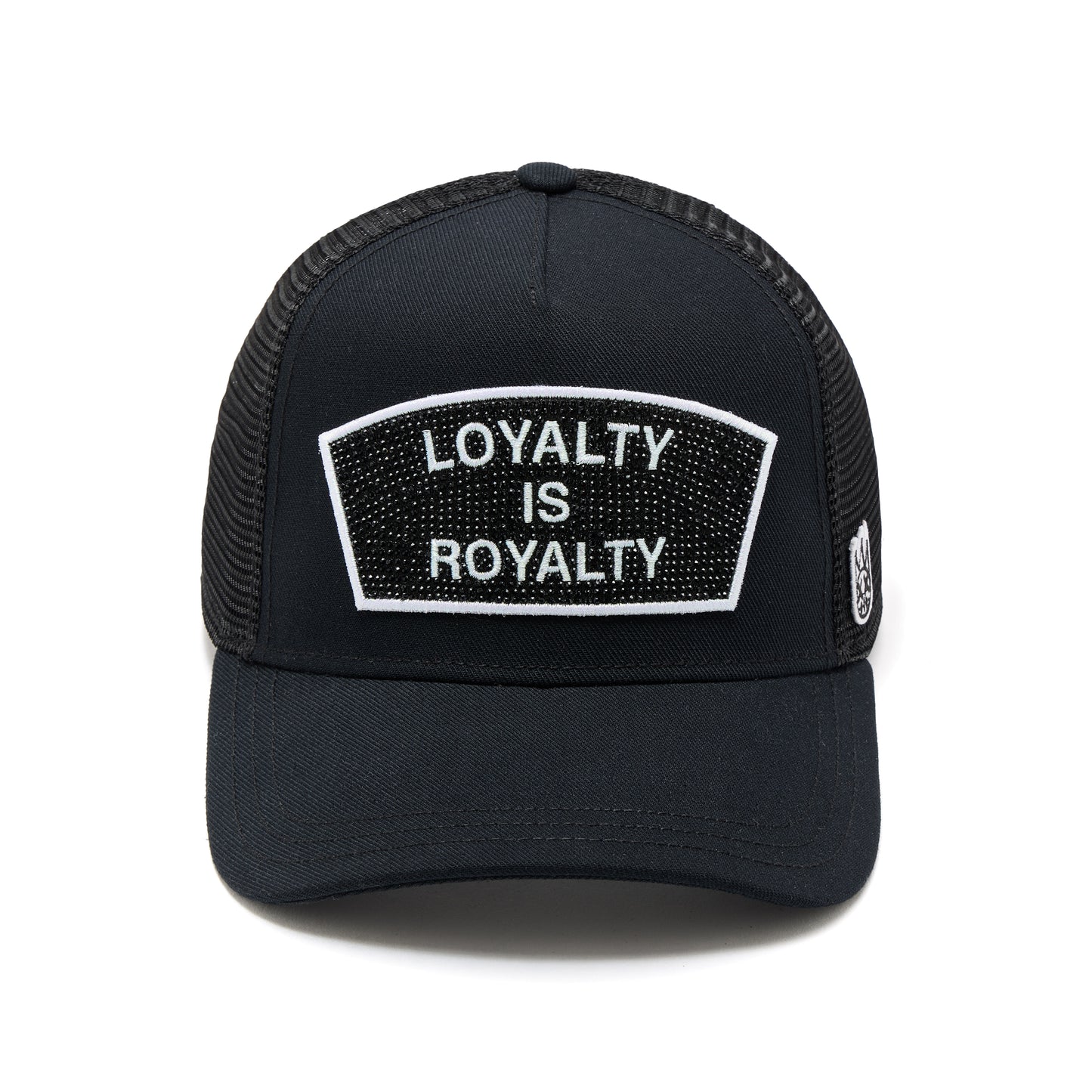 Cult's Mesh Back Trucker Hat "Loyalty Is Royalty" In Black