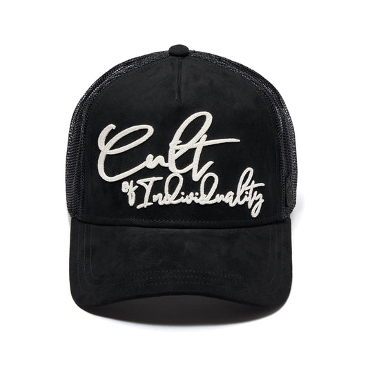 Cult's Mesh Back Trucker Hat "Grasshopper Emb Hat" In Black