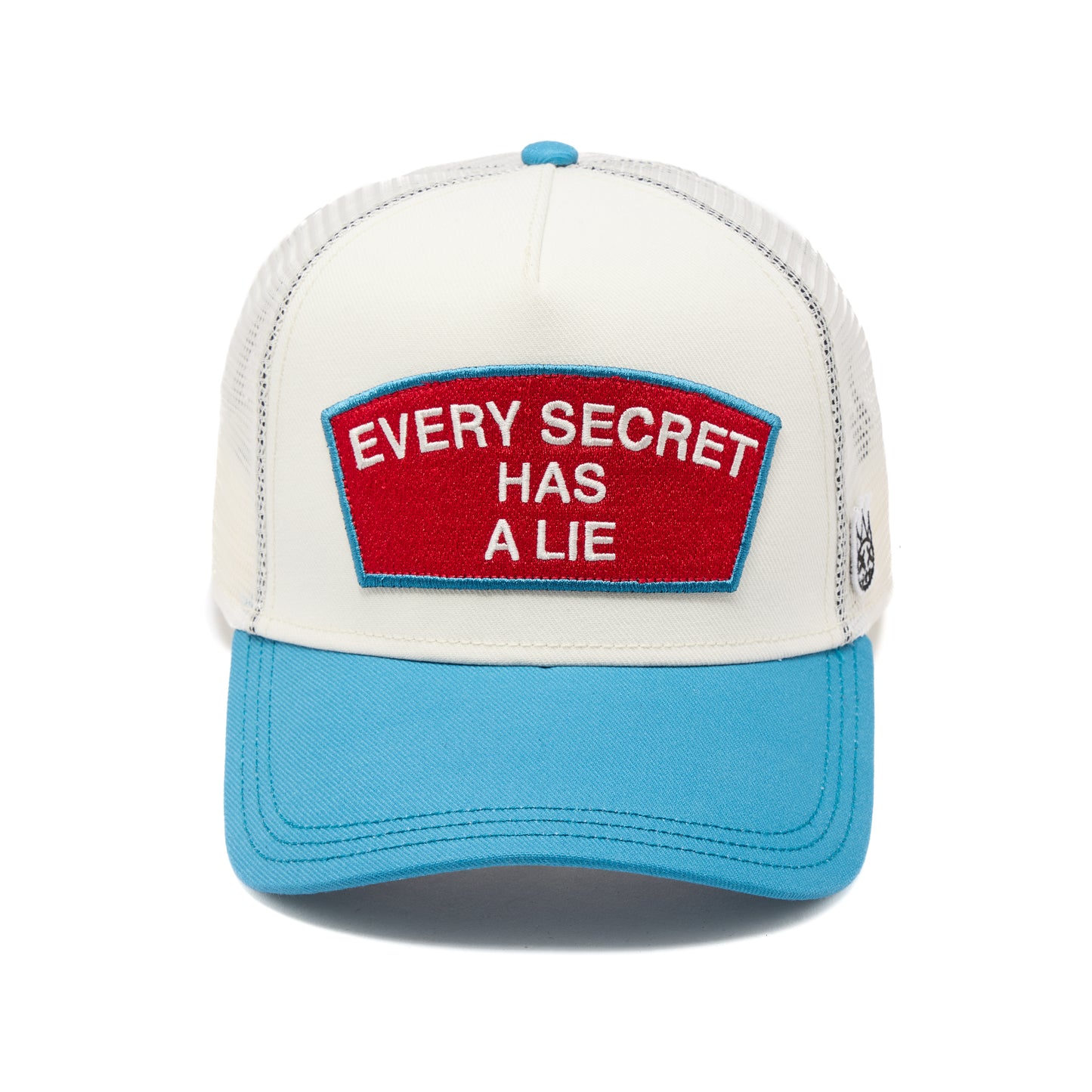 Cult's Mesh Back Trucker Hat "Every Secret Has A Lie" In Winter White