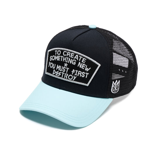 Cult's Mesh Back Trucker Hat "To Create Something New" In Black/Teal