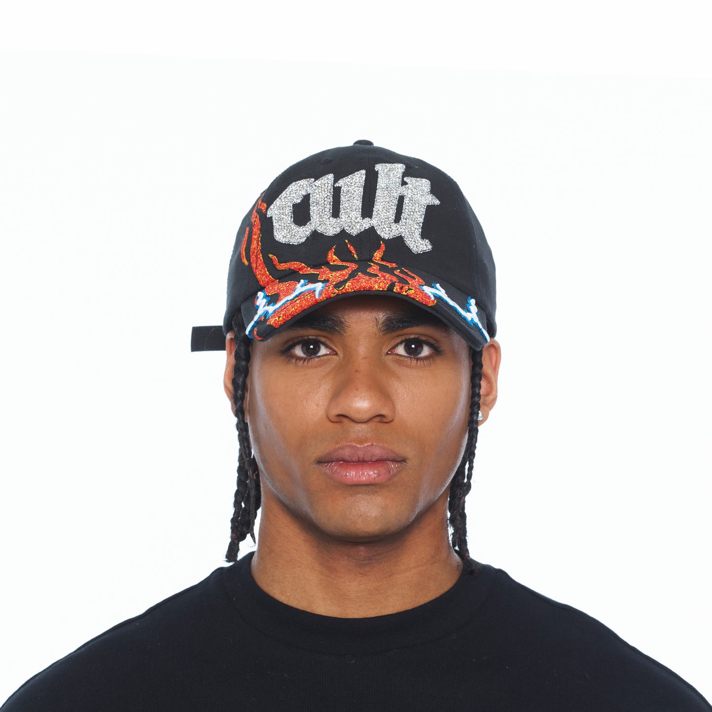 Cult's Mesh Back Trucker Hat "Flame" In Black